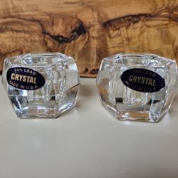 New 24% Lead CRYSTAL Taper Candle Holders 