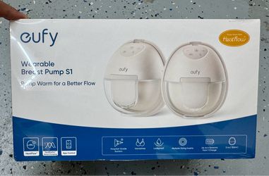 eufy Heated Wearable Breast Pump S1, HeatFlow, Hands-Free HeatFlow, App DIY Rhythm, Powerful 300mmHg, 30% More Output, 46dB Quiet, BPA-Free