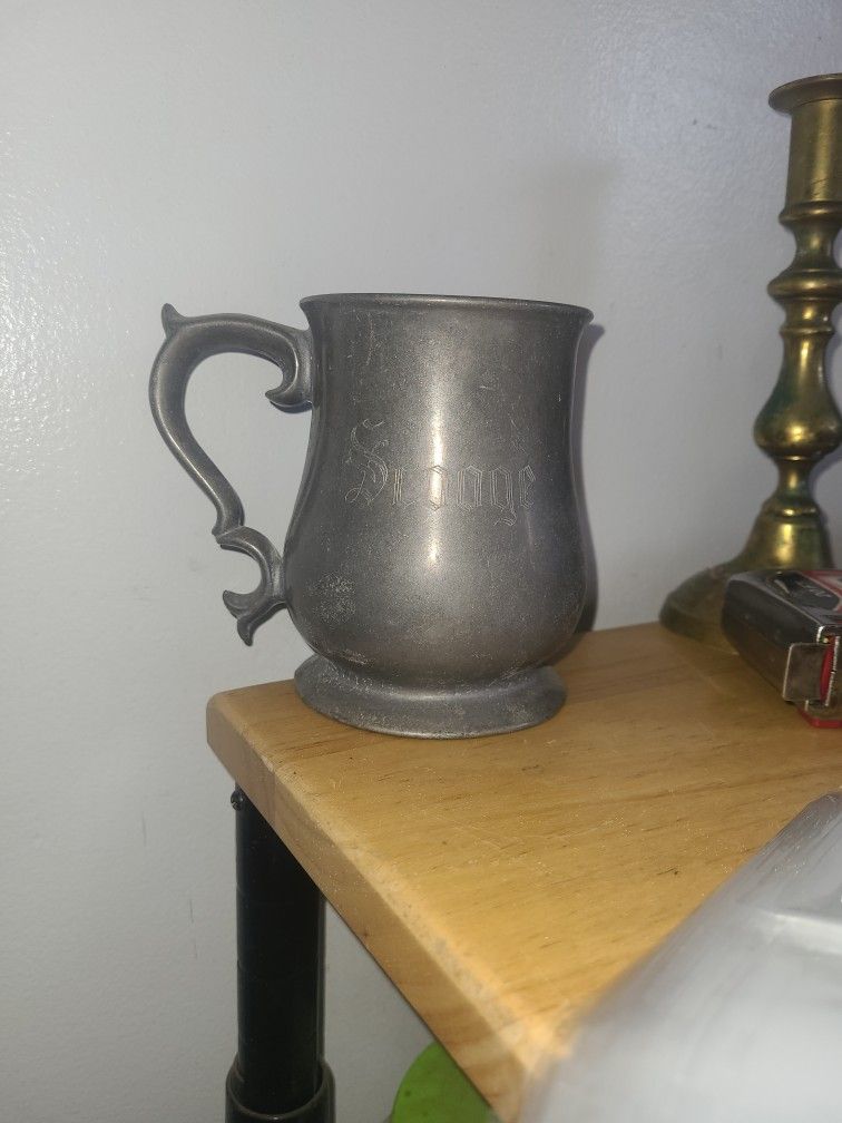 Antique Heavy Pewter Mug (Double C) SCROOGE