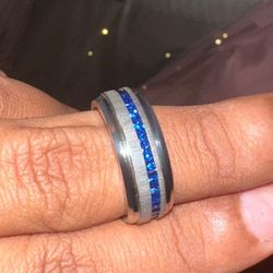 Blue Sapphire Mens Promise Ring/Engagement Ring (size 8)