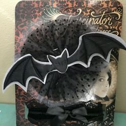 Black Gothic Tulle Victorian BAT COSTUME KIT Fascinator Headpiece & Lace Collar