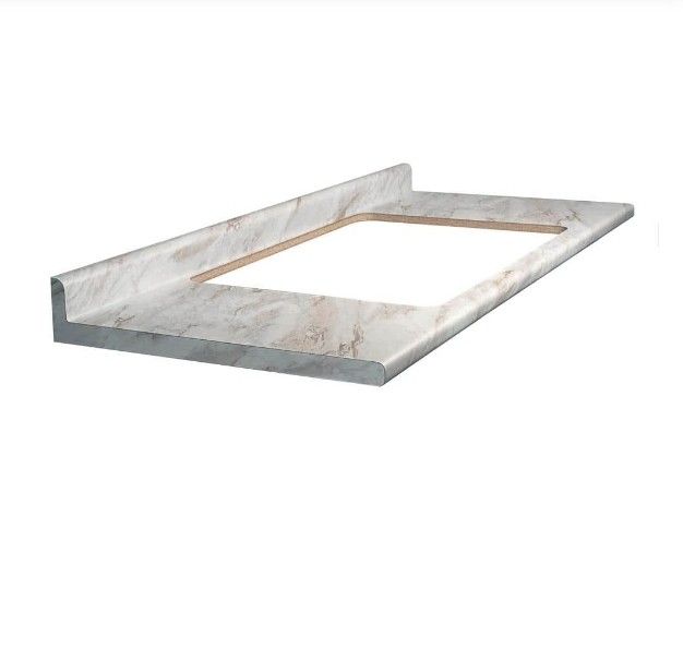 Hampton Bay 5 ft. White Laminate Countertop with Bullnose Edge in Drama Marble With Sink Cutout Backsplash