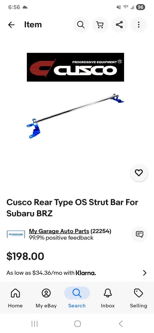 Cusco Rear Strut Tower Bar Brz