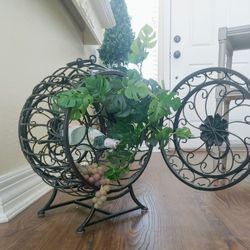 VINTAGE Ornate Iron Wine Rack Locks Or Plant Decor