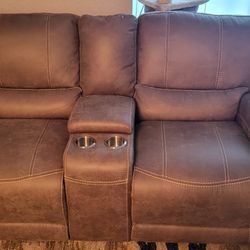 Power Recliner Sofa With Center Console