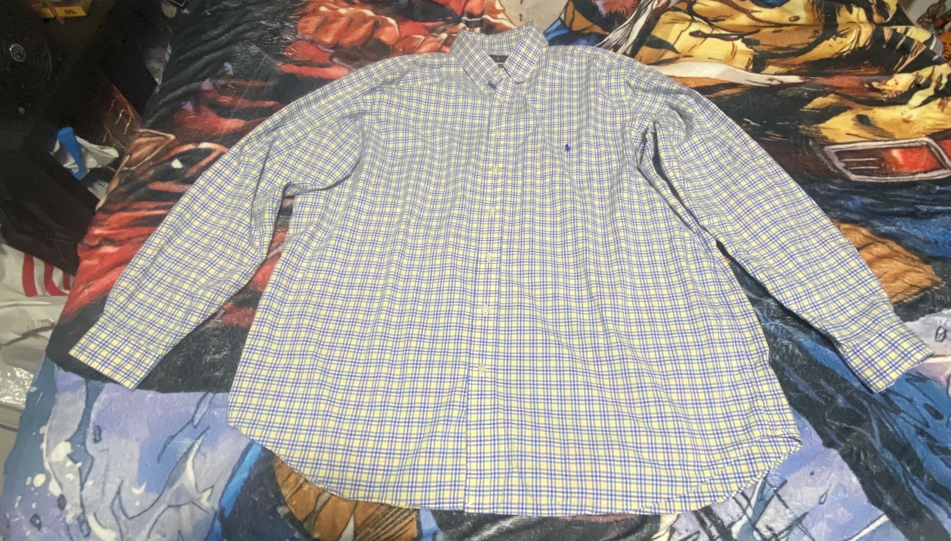 Blue and yellow Ralph Lauren button down shirt size: 2XLT #preppy