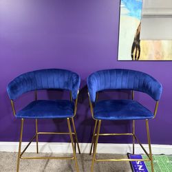2 Royal Blue Bar Stools