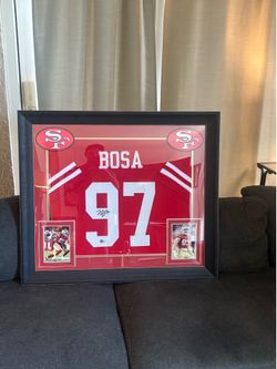 Signed framed Nick Bosa Jersey