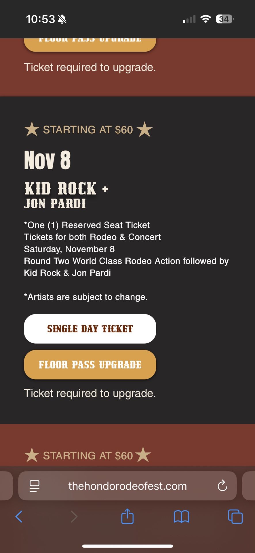 HONDO Rodeo Floor Passes 