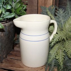 Vintage Primitive Stoneware Farmhouse Country Crock Pitcher