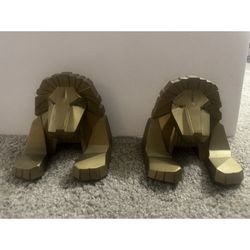 VINTAGE MGM GRAND CASINO METAL LOOK GOLDEN LION BOOKENDS 1993 GRAND OPENING.