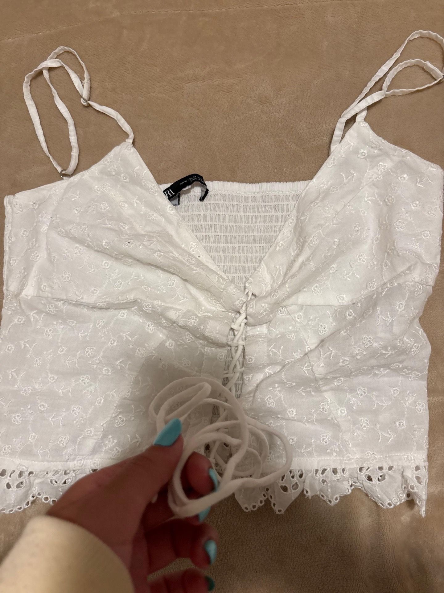 White Zara top , Size small