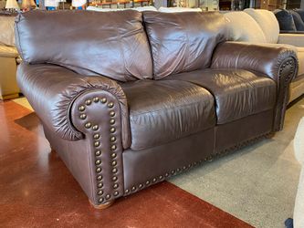 Cocoa Faux Leather Studded Loveseat