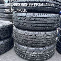 FOUR GOOD USED TIRES 95%TREAD LIFE. LT 245/75/16 BRIGESTONE DULER. BRAND NEW TIRES ANY SIZE. 265/70/17, 265/65/17, 245/70/17, 255/70/18,  235/55/18, 2