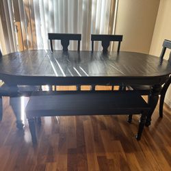 Expandable Ashley Furniture Kitchen Table 4 Chairs And Bench 