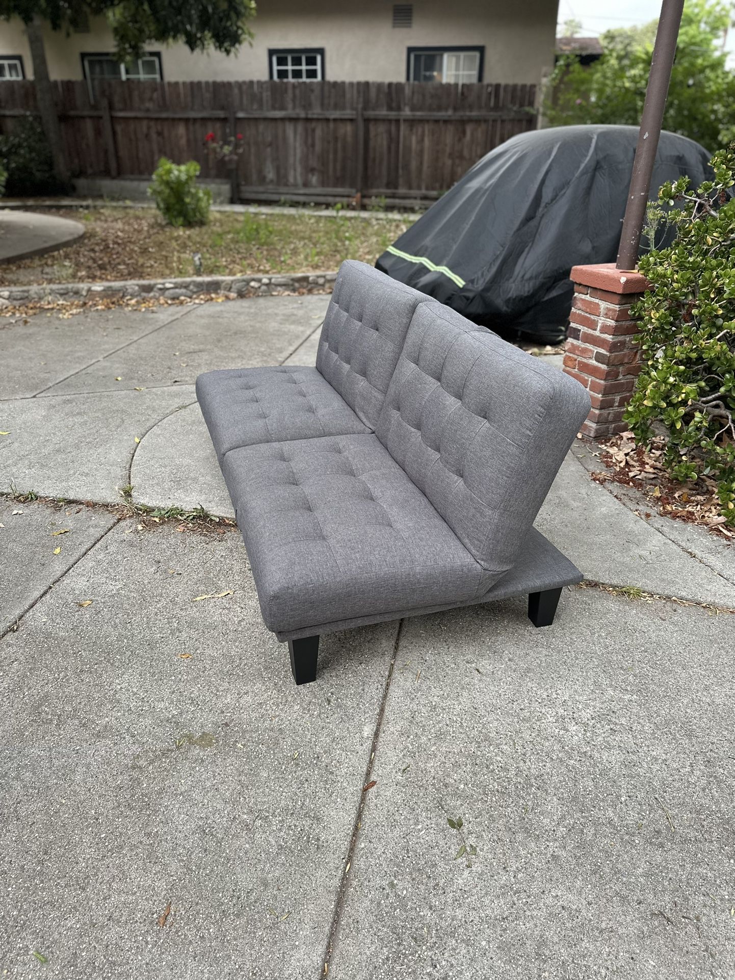 Dexter Gray Linen Futon and Lounger // Convertible Futon