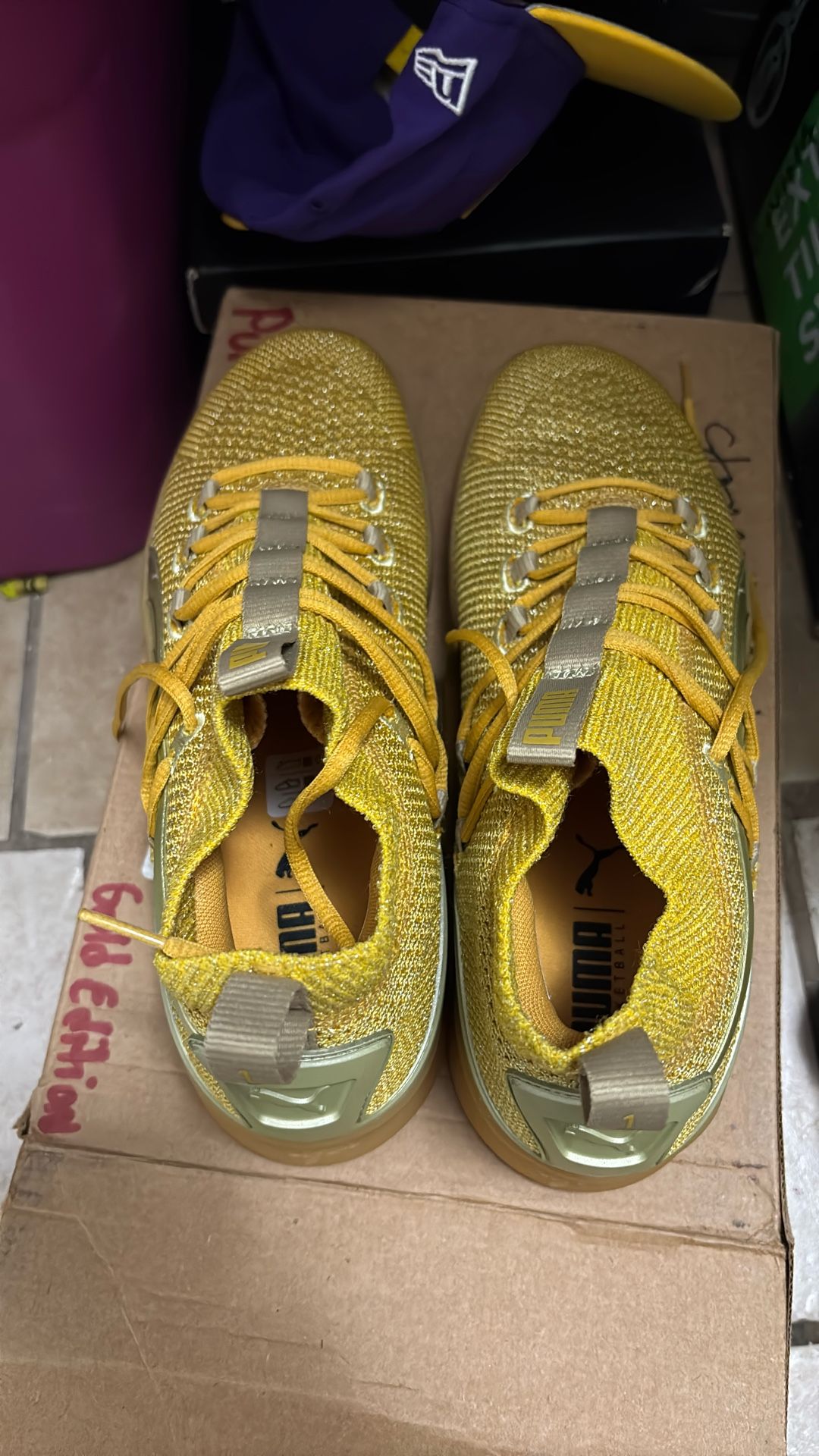 Never Worn Gold Puma Basketball Shoes