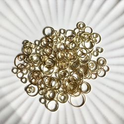 $6 for (172) Gold Circle Round Hoops for Jewelry Making, Craft Supplies-Various Sizes