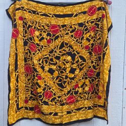 Gucci Silk Scarf Gold Chain Print