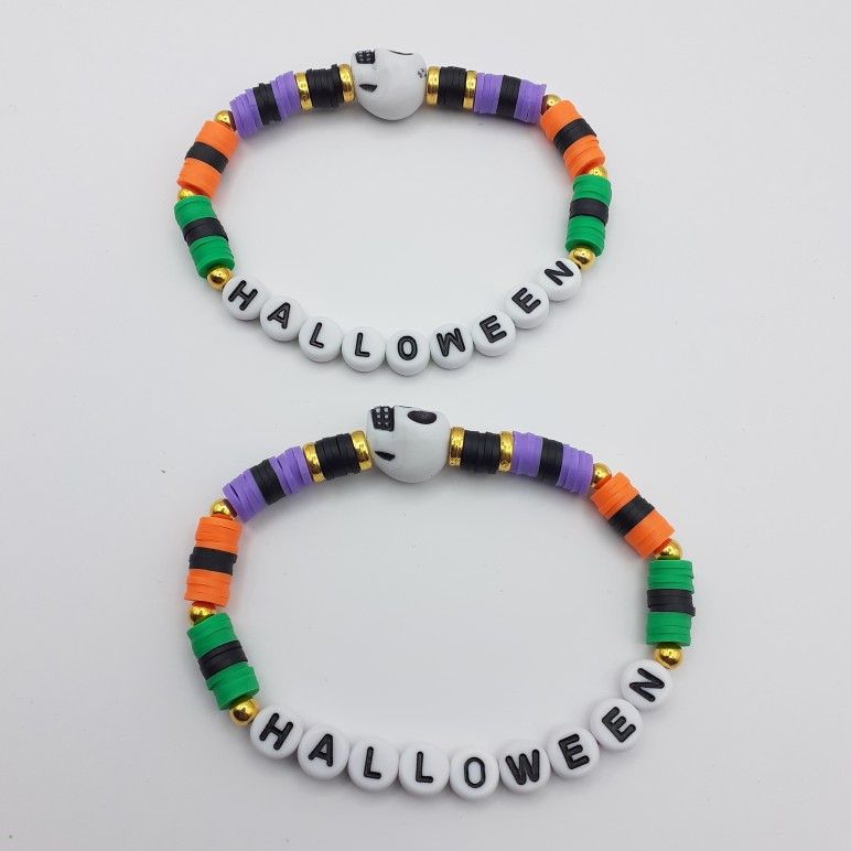 Halloween Stretch Bracelets, Handmade, Multicolor Bracelets  