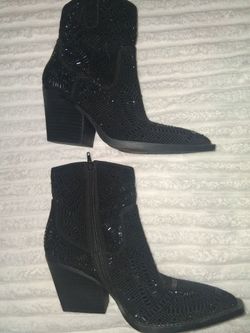 Size eleven black beaded ankle boot