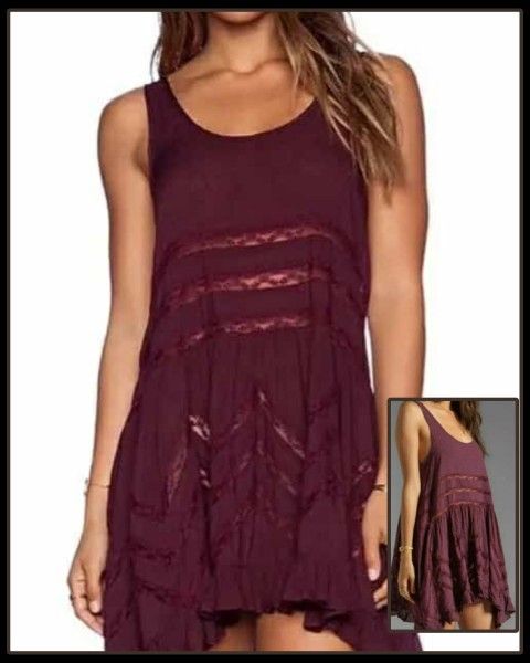 VINTAGE BURGUNDY RUBY RED LACE FREE PEOPLE ADELLA SLIP DRESS SIZE SMALL XS