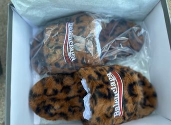 CHEETAH FUR BALENCI SLIDEs