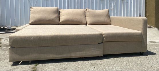 Beige Friheten Sleeper Sectional L Shape Couch Sofa Chaise Storage