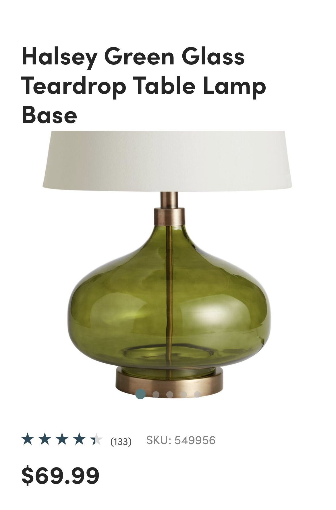 Green glass teardrop halsey table lamp base discount