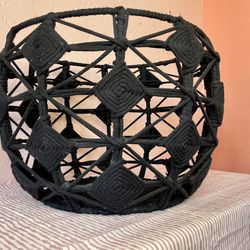 Round Black Metal/Fabric Basket