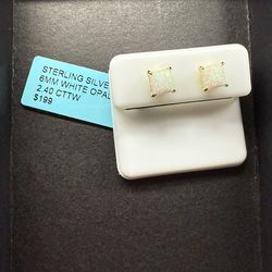 6mm 14k gold over Solid 925 sterling silver white opal push backs