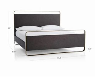 Crate and Barrel Gwen King Metal and Upholstered Bed