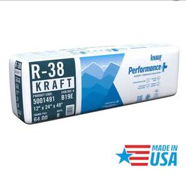 R-38 Kraft Faced Fiberglass Insulation Batts 24"x48" - 8 Bags