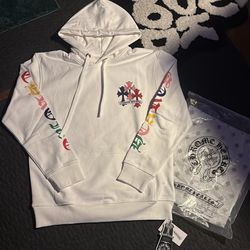 White Multi Color Chrome Hearst Hoodie Size S