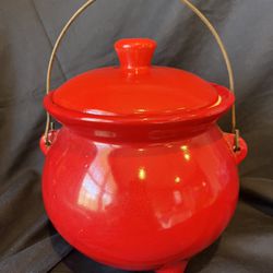 Vintage Red Kettle Cookie Jar