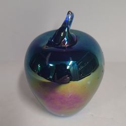 Beautiful Signed MSH Ash Irradesant Apple Paperweight 