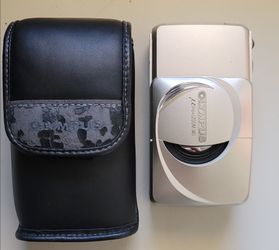 Olympus M [mju:] Zoom 140 35mm Compact Film Camera Battery Tested Working Japan W/ Pouch