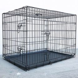(New in box) $55 Folding 42” Large Dog Cage 2-Door Pet Crate Kennel  42x27x30 inches 
