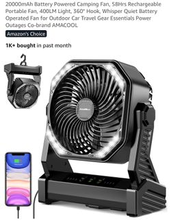 Rechargeable Camping Fan with LED Light