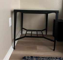 Glass square metal end tables with inlay