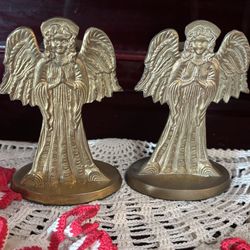 Brass Angel Set Of 2 Candle Holders Christmas Decor