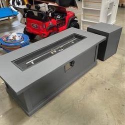 New Outdoor Propane Fire Pit Table with tank cover for Patio 56 Inch Concrete Fire Pit Table