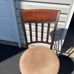 Two Beige  Suede  Bar Stools 