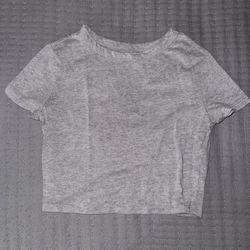 Grey Shortsleeve Crop Top