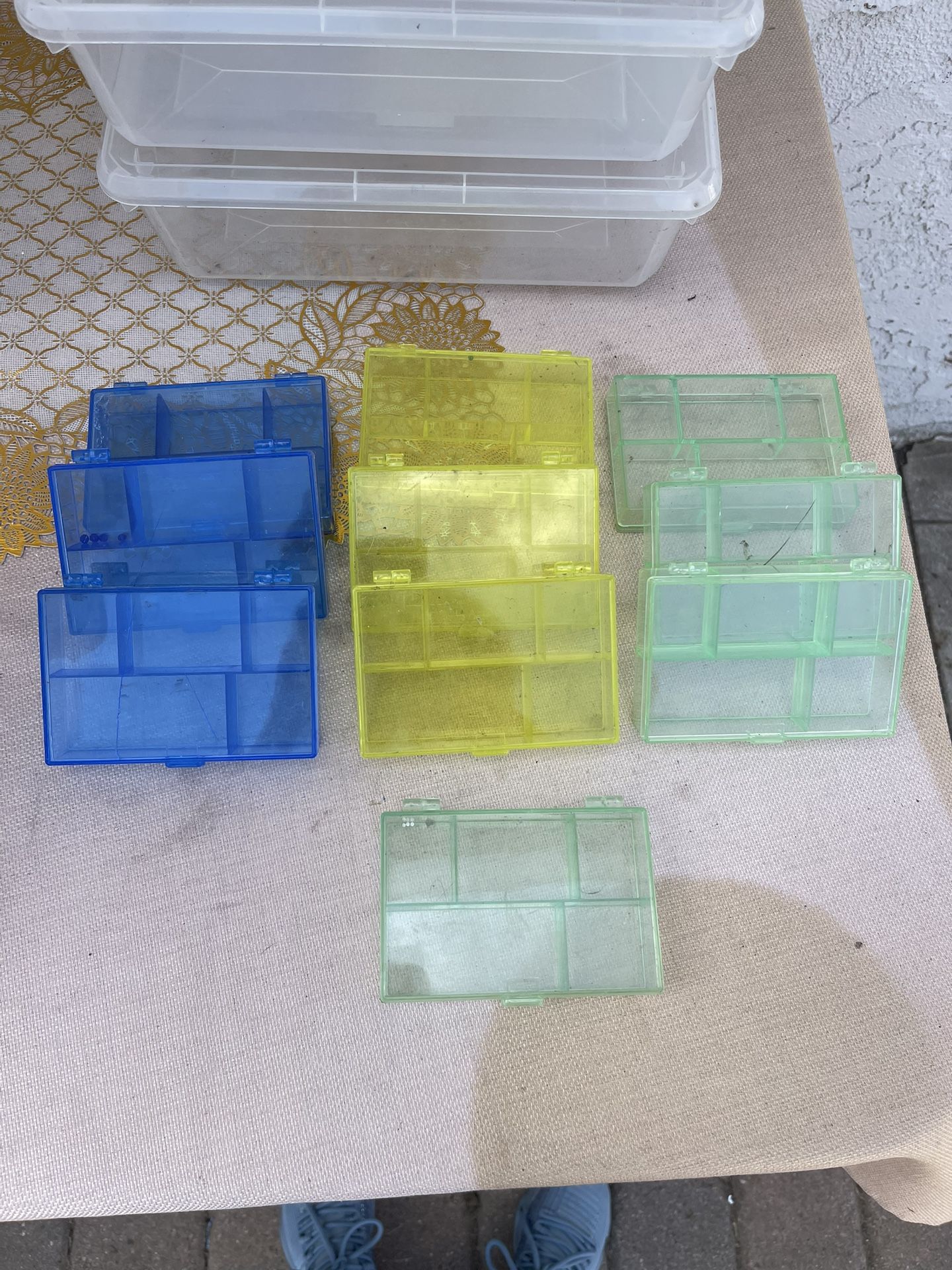 Sectional storage containers for rhinestones, beads, gems