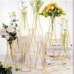 12 Pcs Gold Geometric Vase for Centerpieces