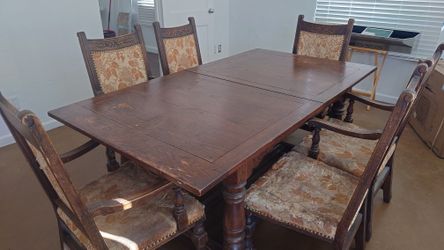 Solid Oak Dining Table with 8 Chairs MAKE OFFER