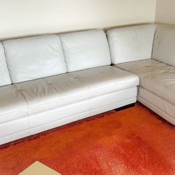 Gray Leather L-Shaped Sofa