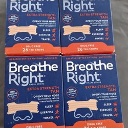 4-BREATHE RIGHT NASAL STRIPS EXTRA STRENGTH TAN (4 x 26 CT Boxes) EXP 2028