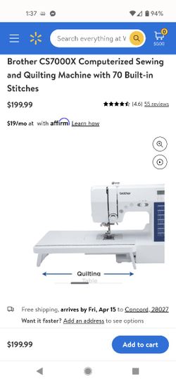 Brother CS7000X Durable Metal Frame Computerized Sewing Machine with Wide  Table for Quilting 